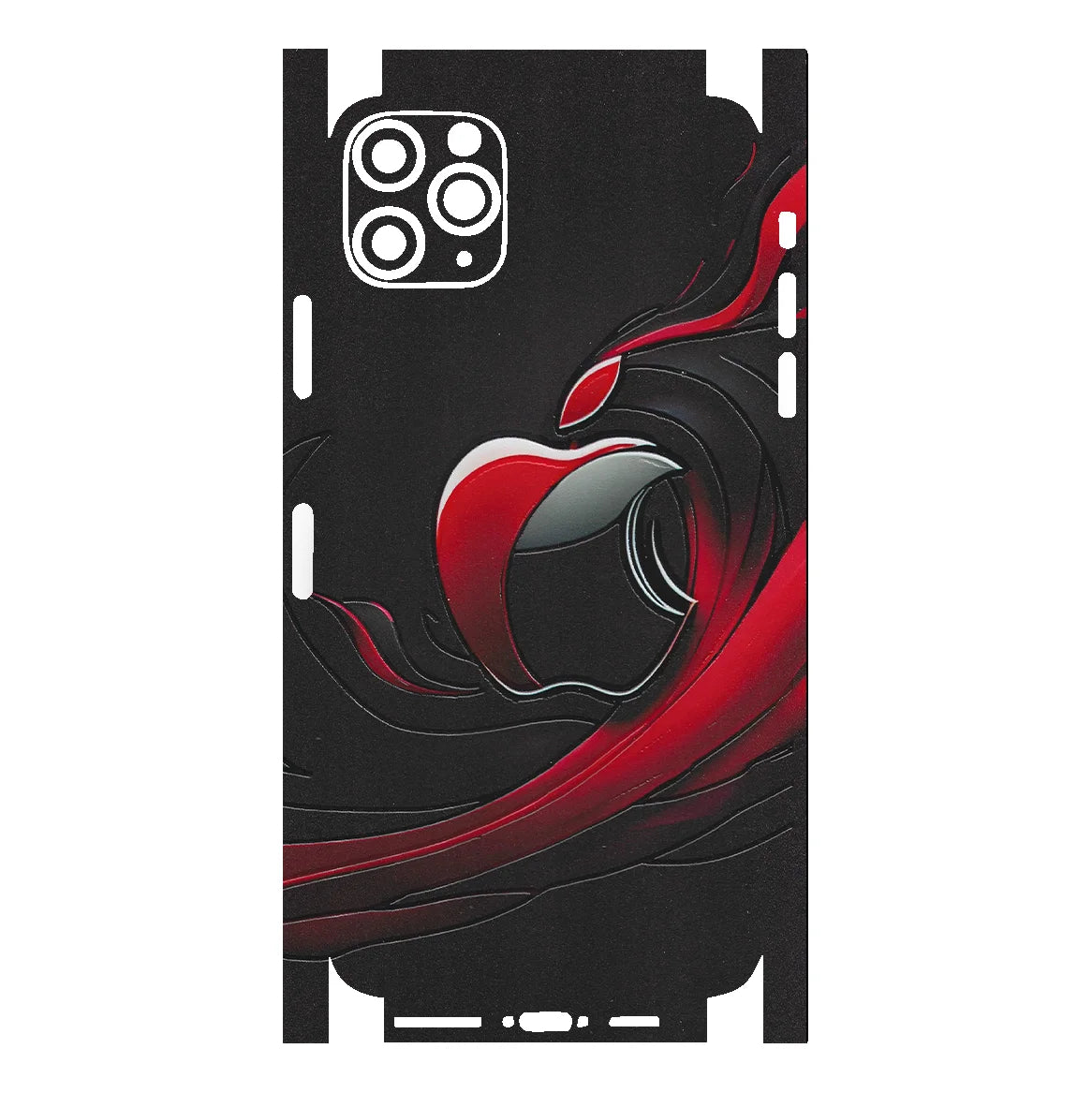 3D UV Printed Mobile Skin Wrap Apple Red & Black