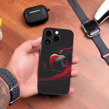 3D UV Printed Mobile Skin Wrap Apple Red & Black