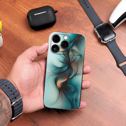 3D UV Printed Mobile Skin Wrap Premium Light Blue and Gold Design