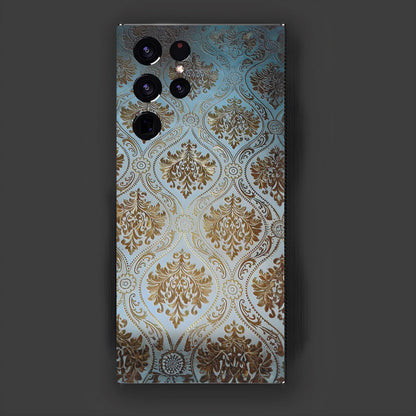 3D UV Printed Mobile Skin Wrap White and Golden Texture